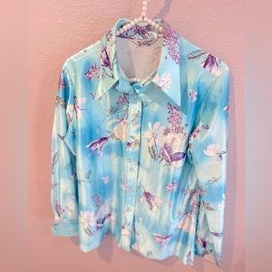 𝅺💫host PICK🤩💫 Vintage Lanvin vintage blouse watercolors button up collar